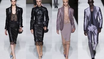 Kůže pro ženu a lesklý oblek pro muže - jarní kolekce Tom Ford 2019