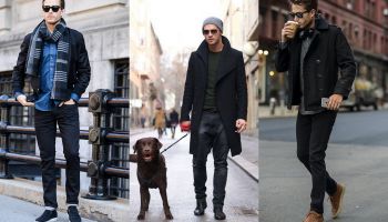 Pánské víkendové outfity - trendy džíny, široké šály a vzor kostky