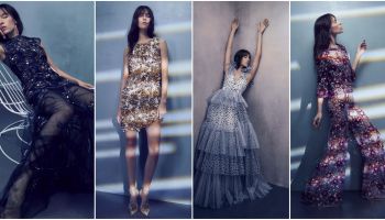 Jenny Packham v jarní kolekci vsadila na blyštivé 3D aplikace