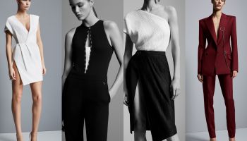 Tvrdá kůže, ostré hrany a hluboké dekolty v Pre-Fall Mugler 2017