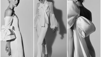 Umělecké černobílé pojetí kampaně svatebních šatů Carolina Herrera 2018