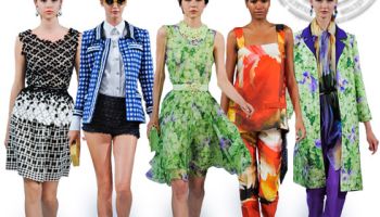 Oscar de la Renta namixoval luxusní dámskou eleganci s neonovými proužky v up-do účesech!