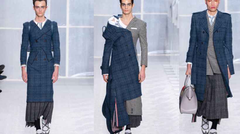 Thom Browne stvořil napůl muže a napůl ženu v nekonvenční podzimní přehlídce 2019