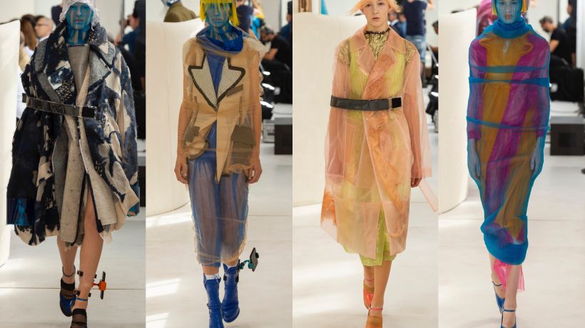 Barvy a netradiční materiály ovládly podzimní couture kolekci Masion Margiela