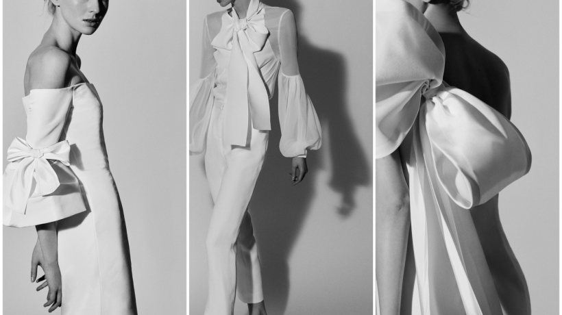 Umělecké černobílé pojetí kampaně svatebních šatů Carolina Herrera 2018