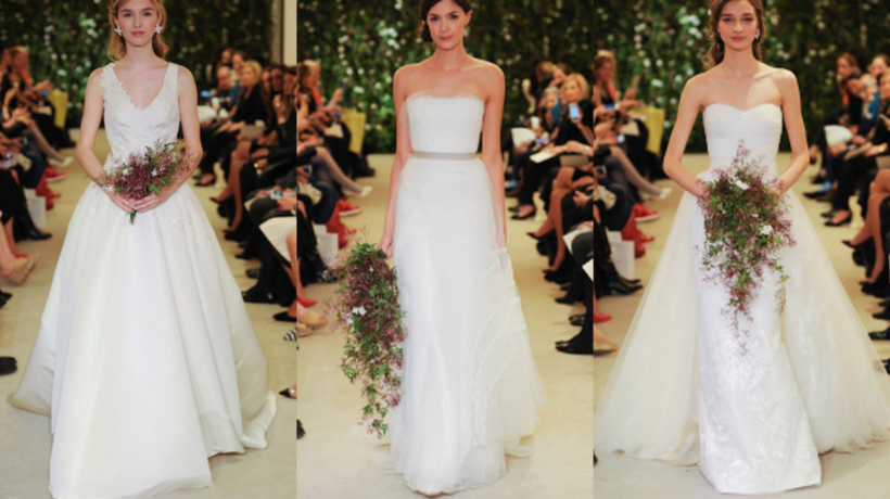 Kolekce svatebních šatů Carolina Herrera pro jaro 2016 je doplněna pugéty květin