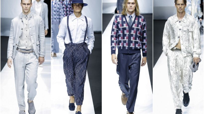 Pánská jarní kolekce Giorgio Armani 2019 ctí len a denim