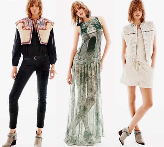 Výšivky a zdobení v kolekci H&M pro jaro a léto 2013 ozvláštní volné střihy modelů.