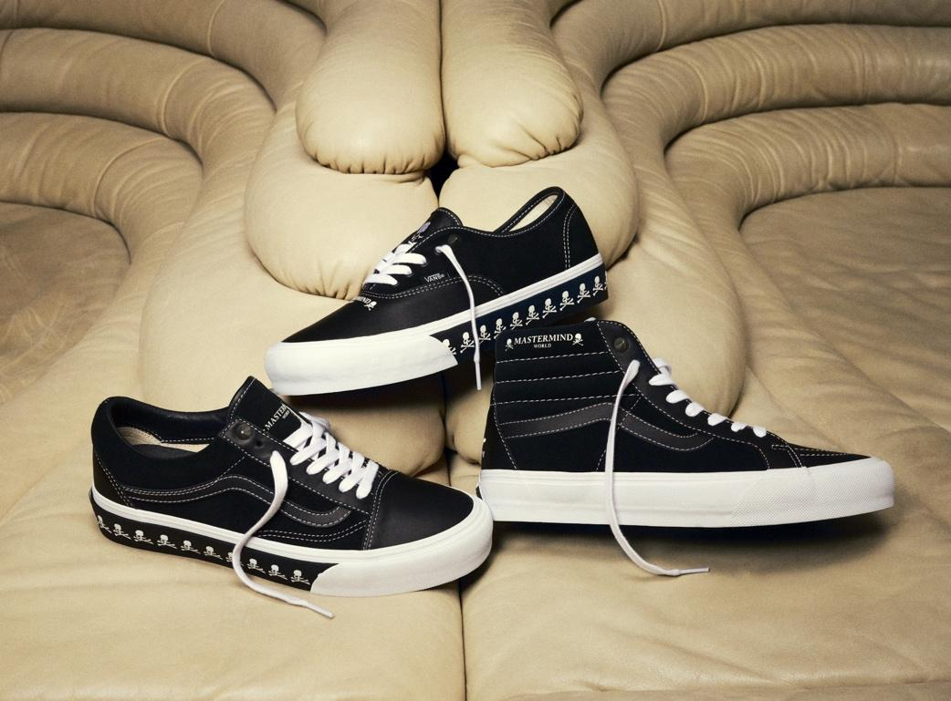 A pair of black and white shoes on a tan couch

Description automatically generated with medium confidence