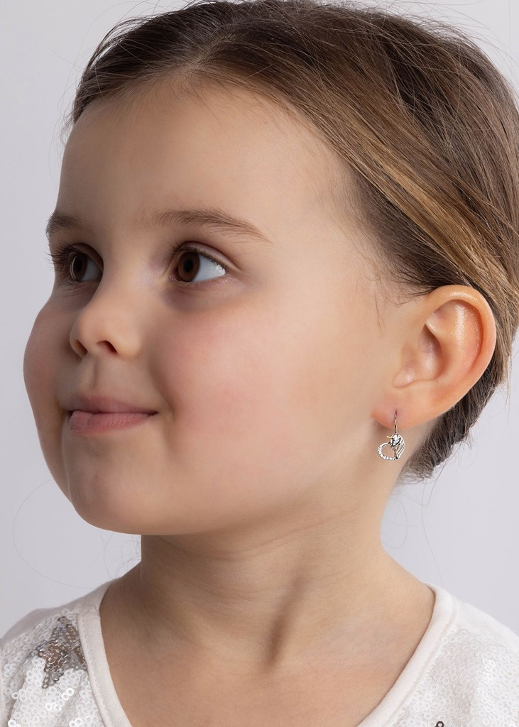 Stříbrné náušnice jednorožec Corado částečně zlacené s Brilliance Zirconia_