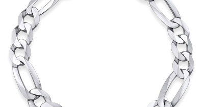 Stříbrný masivní náramek Figaro 9 mm - rhodiovaný