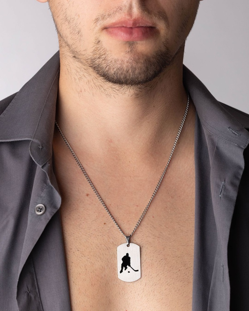 Přívěsek z chirurgické oceli Hokej - včetně řetízku 60cm