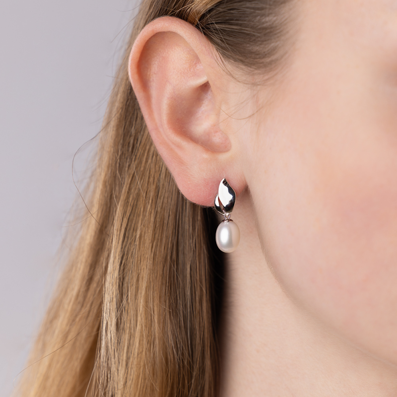 Náušnice Maeve s pravou bílou perlou