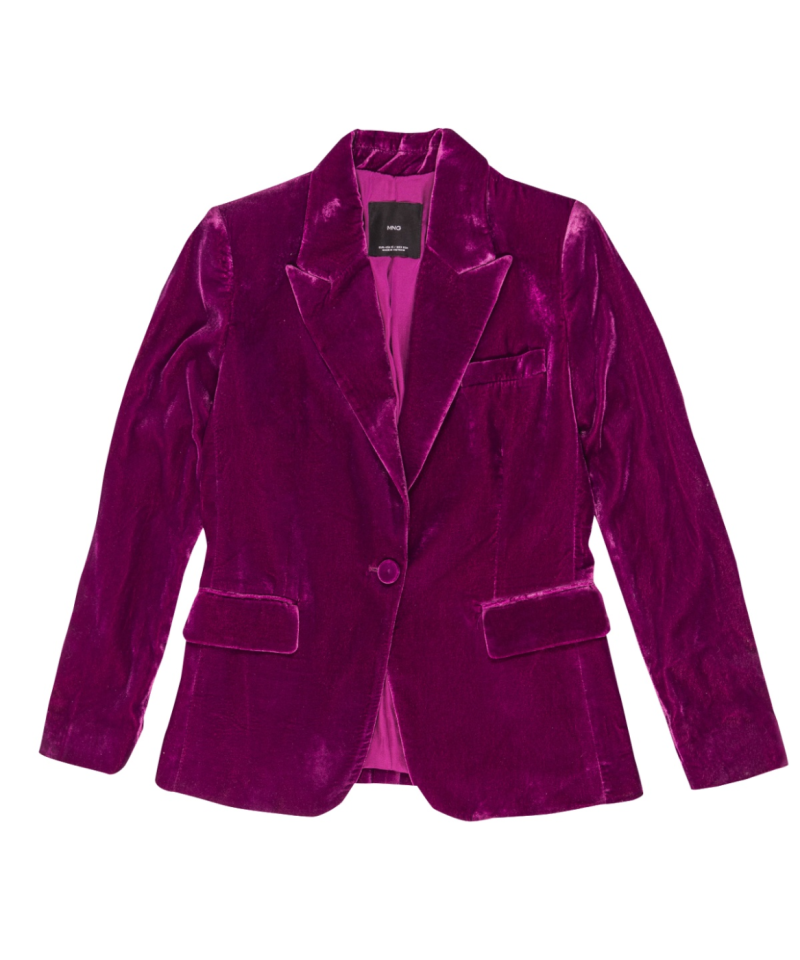 Vínové semišové sako, obchod Mango