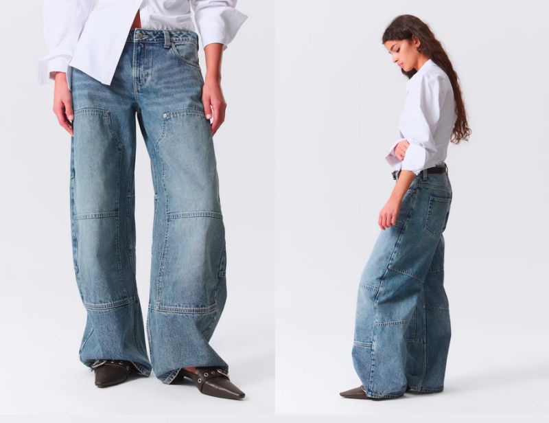 Nízké volné pracovní džíny s širokými nohavicemi MONKI 1 499 Kč / foto: H&M
