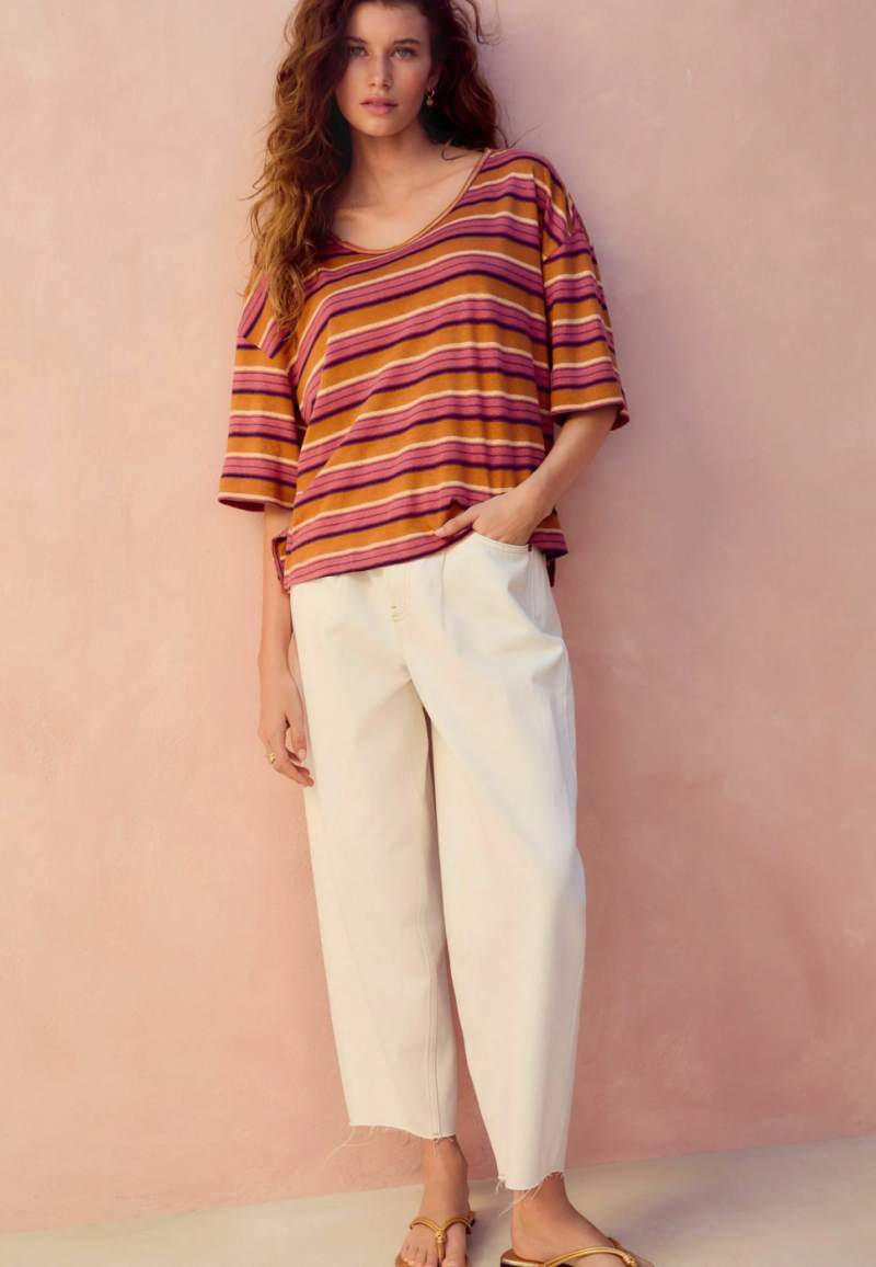 Zalando - CROP BARREL LEG - Džíny Relaxed Fit - ecru 870 Kč